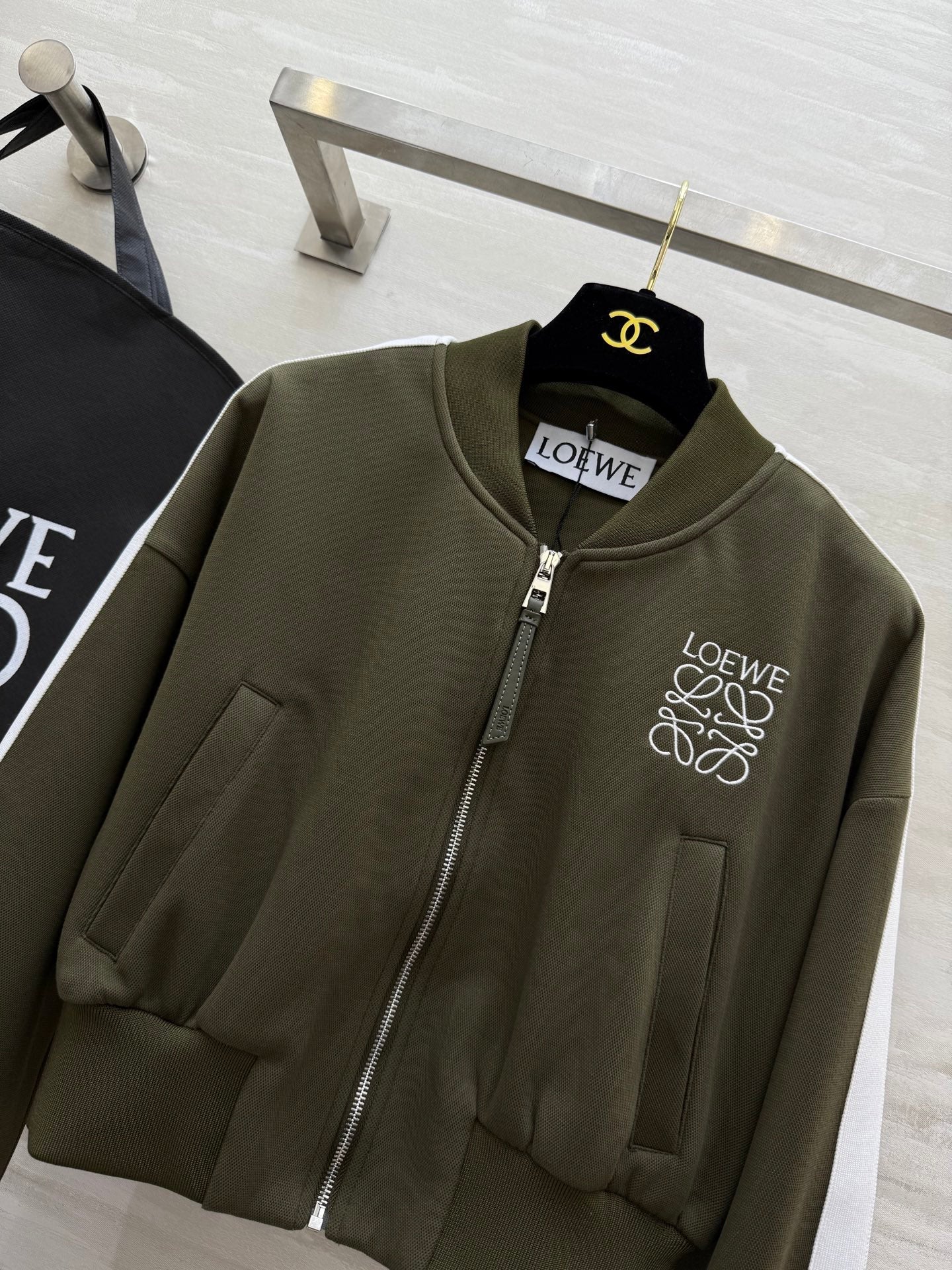 Loewe 25 Logo Jersey Track Jacket Green Cotton