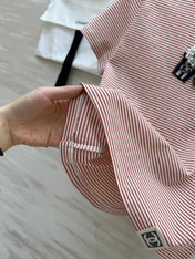 CC Beaded T-shirt Pink White Cotton