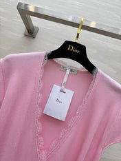 DIOR 26S CROSSOVER LACE-TRIM TOP 1202