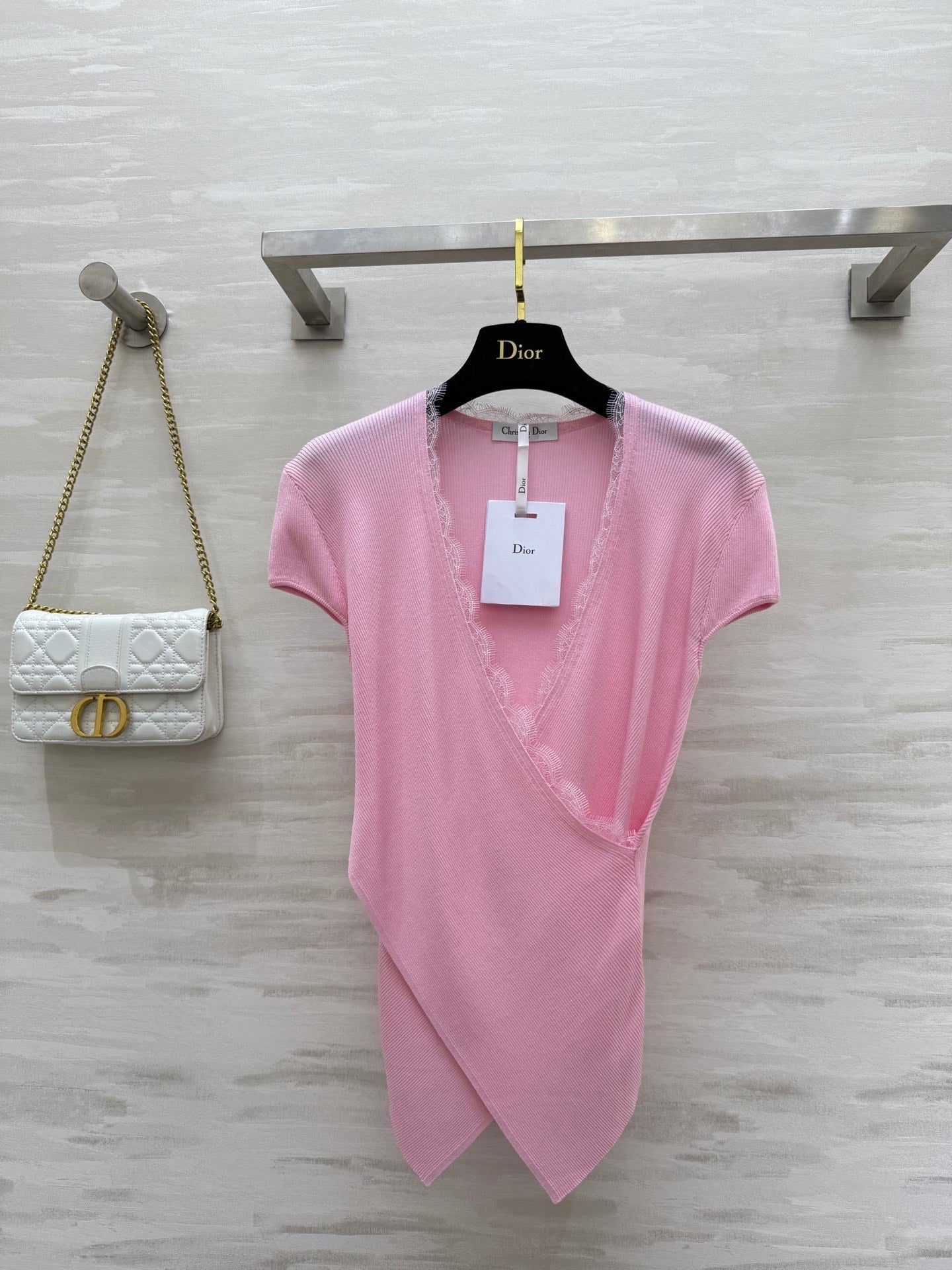 DIOR 26S CROSSOVER LACE-TRIM TOP 1202
