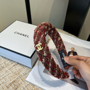 CHANEL 26S HEADBAND IN BEIGE AND RED TWEED 505320