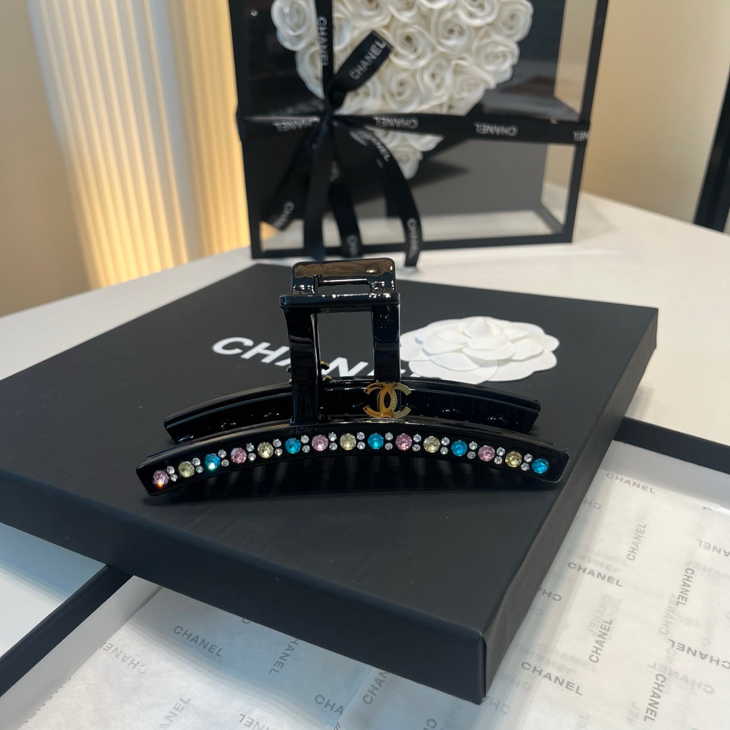 CHANEL 26S CLAW HAIR CLIP IN MULTICOLOR CRYSTAL 503110
