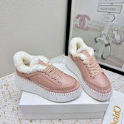 CHLOÉ 26S WEDGE SOLE SNEAKERS IN LIGHT PINK CALFSKIN