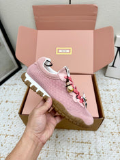 MIUMIU 26S CHARM SNEAKERS IN PINK MESH AND SUEDE