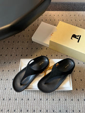 THE ROW 26S THONG SANDALS IN BLACK SUEDE