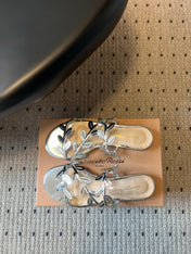 GIANVITO ROSSI 26S SANDALS IN SILVER LAMBSKIN
