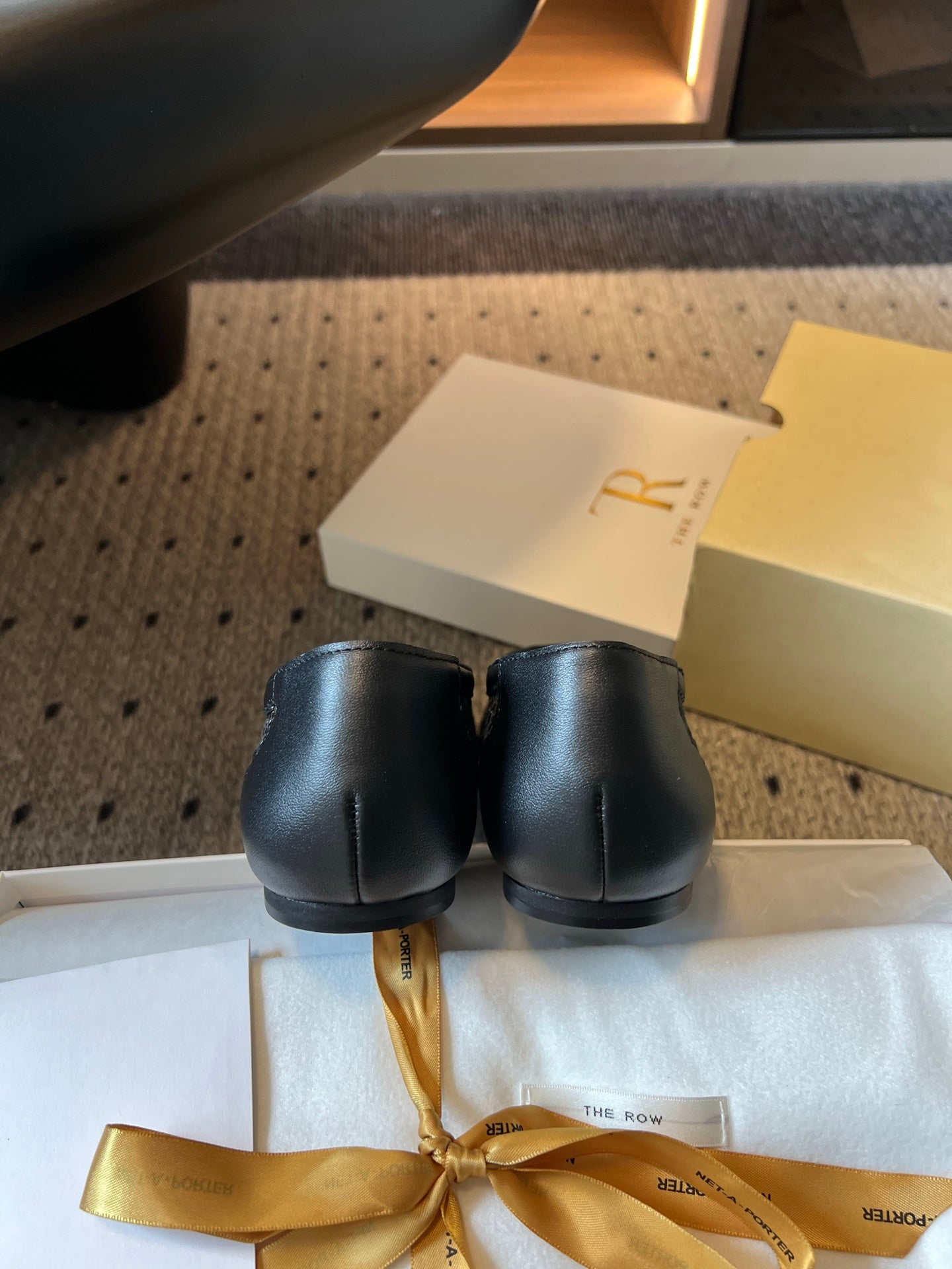 THE ROW 26S BALLET FLATS IN BLACK MESH