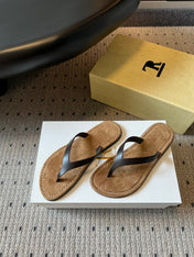 THE ROW 26S THONG SANDALS IN DARK BROWN CALFSKIN AND SUEDE