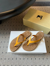 THE ROW 26S THONG SANDALS IN MUSTARD YELLOW SUEDE