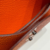 CALVI DUO COMPACT CARD HOLDER IN CLASSIC ORANGE EPSOM CALFSKIN