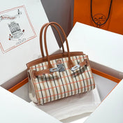 Birkin Shoulder Light 29 Swift-Toile H Canvas Gold PHW