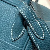 HERMES 25S MINI LINDY 19 IN SLATE BLUE CALFSKIN SILVER HARDWARE