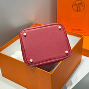 HERMES 25S PICOTIN LOCK 22 IN ROSSO ANCORA RED CALFSKIN GOLD HARDWARE
