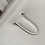 HERMES 25S SHOULDER BIRKIN 29 IN MILKY WHITE CALFSKIN SILVER HARDWARE