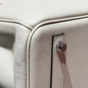 HERMES 25S SHOULDER BIRKIN 29 IN MILKY WHITE CALFSKIN SILVER HARDWARE
