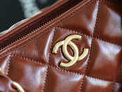 CHANEL 25S HOBO BAG 32 CM IN BROWN LAMBSKIN WITH GOLD HARDWARE