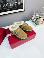 VIV WINTER PLATFORM MULES IN BROWN SUEDE