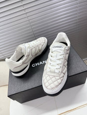 CHANEL 25S TRAINERS WHITE AND LIGHT GRAY IN CALFSKIN
