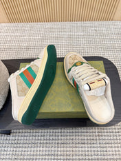 GUCCI 26S BACKLESS SNEAKERS IN BEIGE CANVAS AND LEATHER