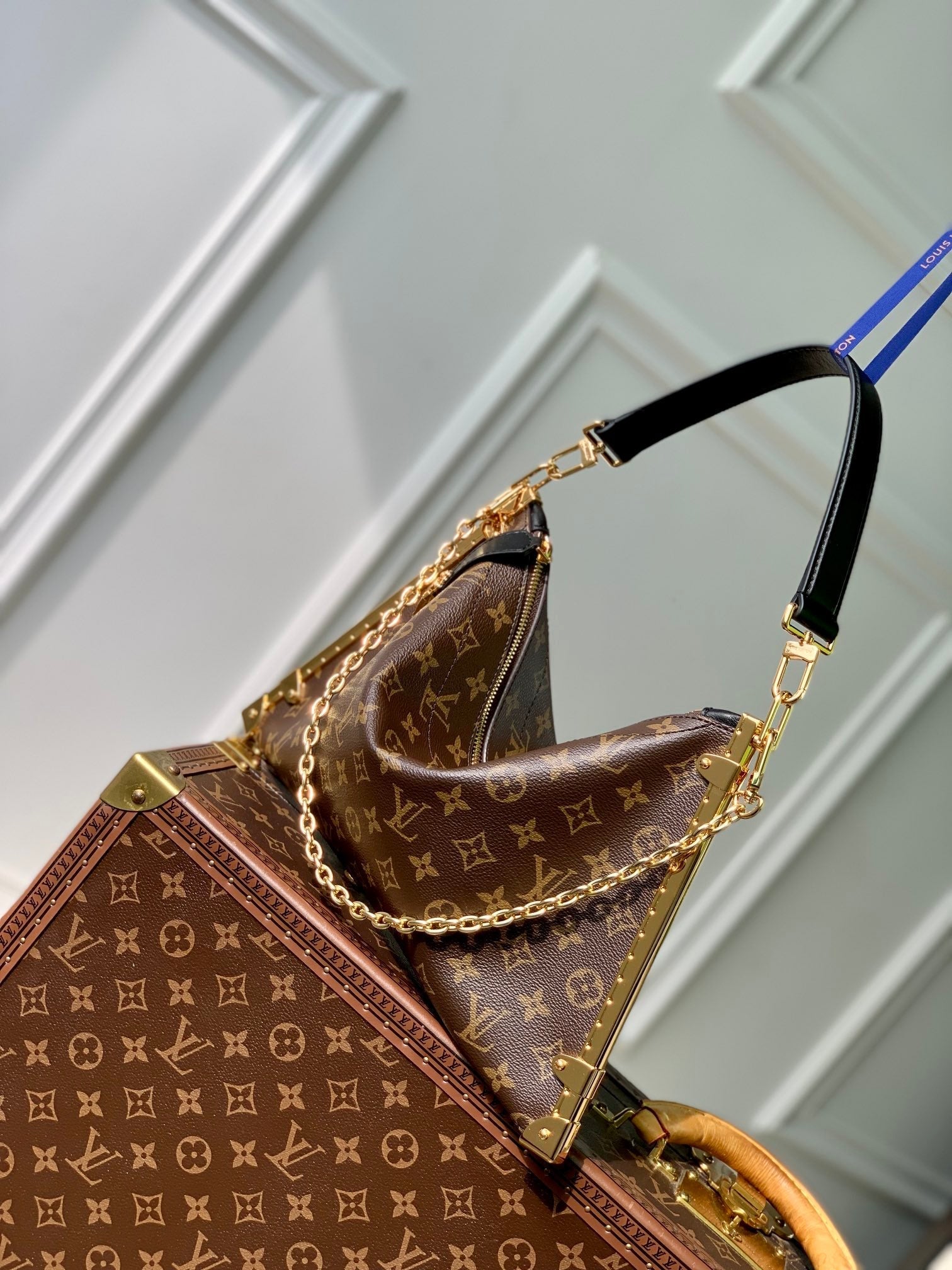 LUCKY TRUNK 38 IN BROWN MONOGRAM CANVAS GOLD HARDWARE