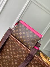 GASTON WEARABLE WALLET 18 IN BROWN MONOGRAM CANVAS MIX PINK CALFSKIN