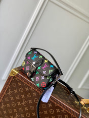 DIANE NANO BAG 19 IN MULTICOLOR MONOGRAM CANVAS AND BLACK COWHIDE