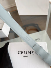 TRIOMPHE BELT 24MM IN ASH GRAY CALFSKIN WITH GOLD BUCKLE
