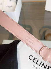 TRIOMPHE BELT 24MM IN TEA ROSE CALFSKIN WITH GOLD BUCKLE