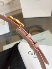 TRIOMPHE BELT 24MM IN TEA ROSE CALFSKIN WITH GOLD BUCKLE