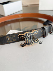 CELINE 26S BELT 25 MM IN BLACK AND BROWN CALFSKIN 669836