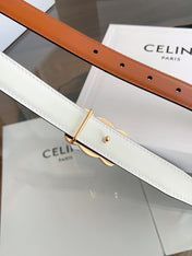 CELINE 26S REVERSIBLE BELT 25 MM IN BROWN AND WHITE CALFSKIN 669841