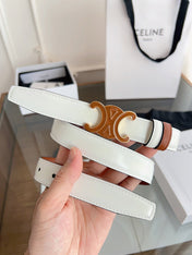 CELINE 26S REVERSIBLE BELT 25 MM IN BROWN AND WHITE CALFSKIN 669841