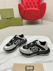 GG RIPPLE TRAINER LIGHT SILVER AND BLACK LAMBSKIN