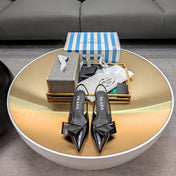 PRADA 26S SLINGBACK PUMPS 45MM IN BLACK SMOOTH CALFSKIN