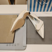 PRADA 26S POINTED TOE PUMPS 45MM IN IVORY WHITE CALFSKIN