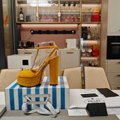 PRADA 26S HEELED SANDALS 135MM IN GOLDEN YELLOW SUEDE