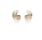 CHANEL 26S DOUBLE C LOGO PEARL & CRYSTAL HOOP EARRINGS IN GOLD METAL 630028