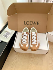 LOEWE 26S BALLET RUNNER 2.0 IN BROWN SUEDE AND BEIGE NYLON