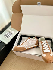 LOEWE 26S BALLET RUNNER 2.0 IN BROWN SUEDE AND BEIGE NYLON