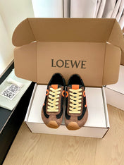 LOEWE 26S BALLET RUNNER 2.0 IN DARK BROWN SUEDE AND BLACK NYLON