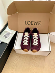 LOEWE 26S BALLET RUNNER 2.0 IN WINE RED SUEDE AND NYLON