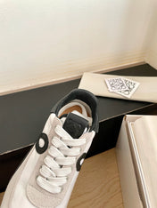LOEWE 26S FLOW RUNNER SNEAKER IN LIGHT GRAY SUEDE AND BLACK SHEEPSKIN