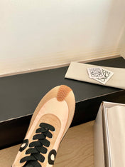 LOEWE 26S FLOW RUNNER SNEAKER IN LIGHT BROWN SUEDE AND BLACK SHEEPSKIN