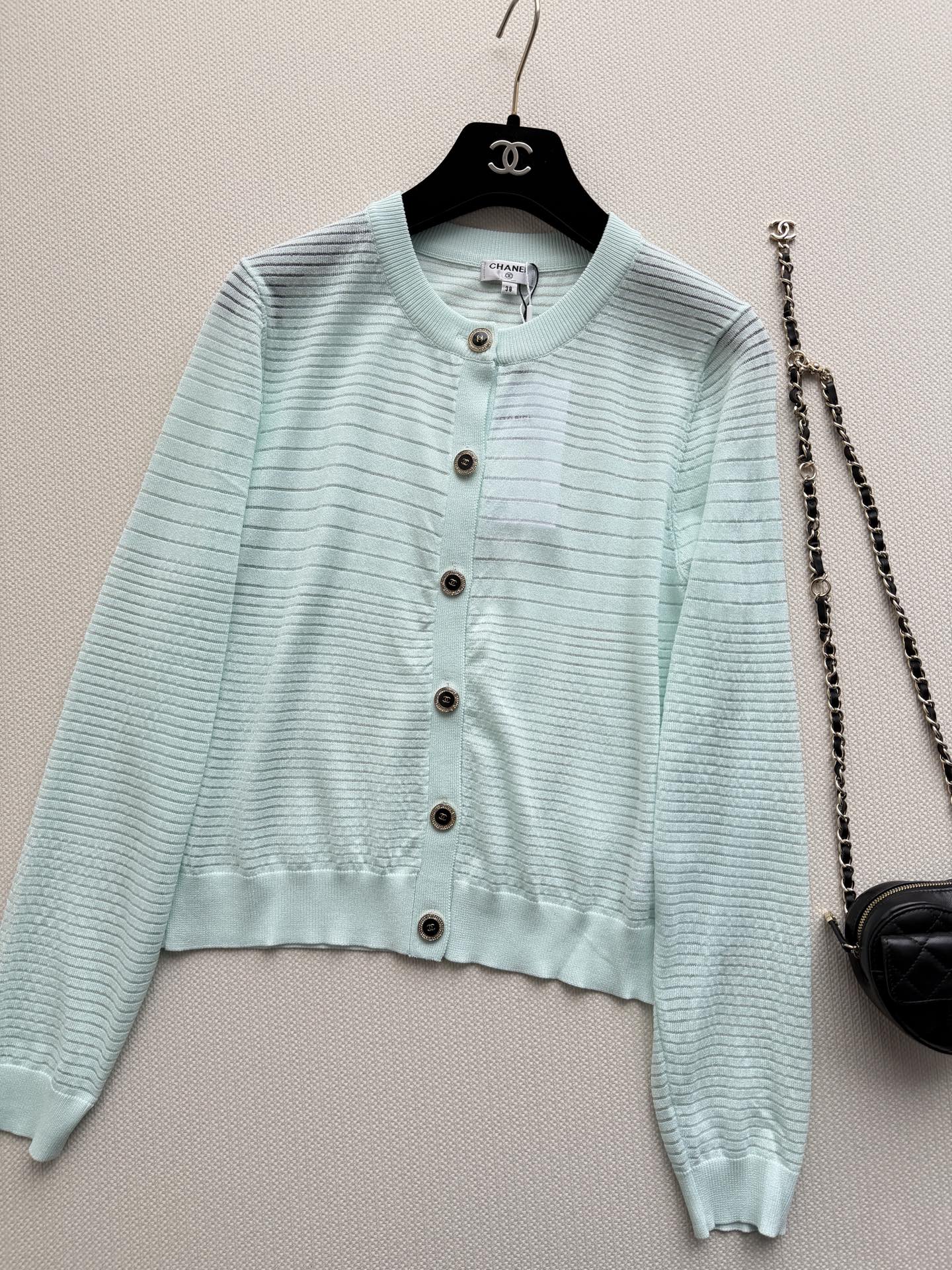 CHANEL 26S MINT KNIT CARDIGAN 1327