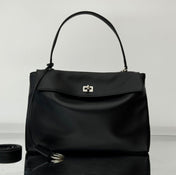 RODEO MEDIUM BAG 35 IN BLACK SMOOTH CALFSKIN SILVER HARDWARE