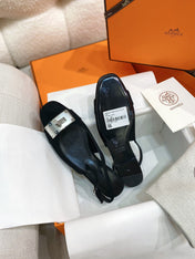 HM 26S INNOCENTE SLINGBACK IN BLACK SUEDE SILVER HARDWARE