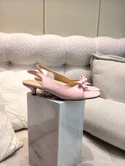 DIOR 26S BOW HEELED SLINGBACK SANDAL 45MM IN PINK CALFSKIN