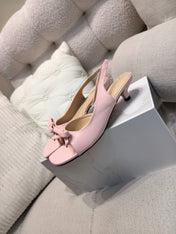 DIOR 26S BOW HEELED SLINGBACK SANDAL 45MM IN PINK CALFSKIN