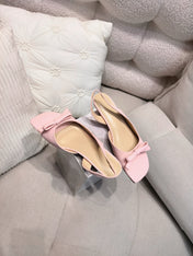 DIOR 26S BOW HEELED SLINGBACK SANDAL 45MM IN PINK CALFSKIN