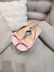 DIOR 26S BOW HEELED SLINGBACK SANDAL 45MM IN PINK CALFSKIN